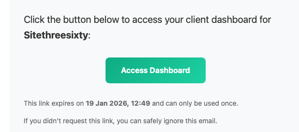 Magic link email example