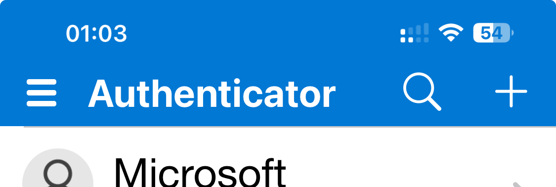 Manual authenticator setup screen